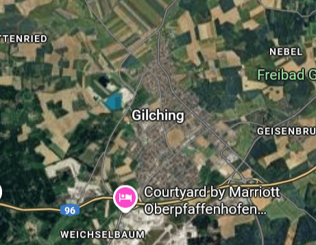 Photovoltaik-Servicegebiet in Gilching auf einer Karte dargestellt