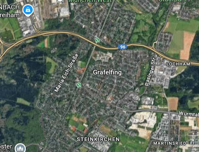 Photovoltaik-Servicegebiet in Gräfelfing auf einer Karte dargestellt