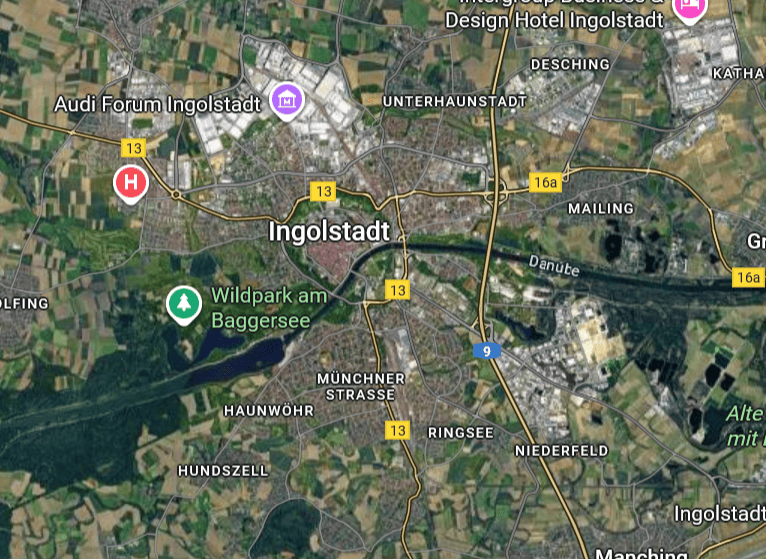 Photovoltaik-Servicegebiet in Ingolstadt auf einer Karte dargestellt